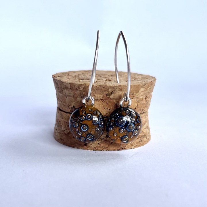 Fused Glass sterling silver Contemporary Bubble Drops