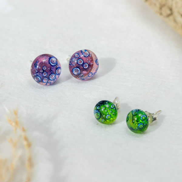 Fused Glass Bubble Studs