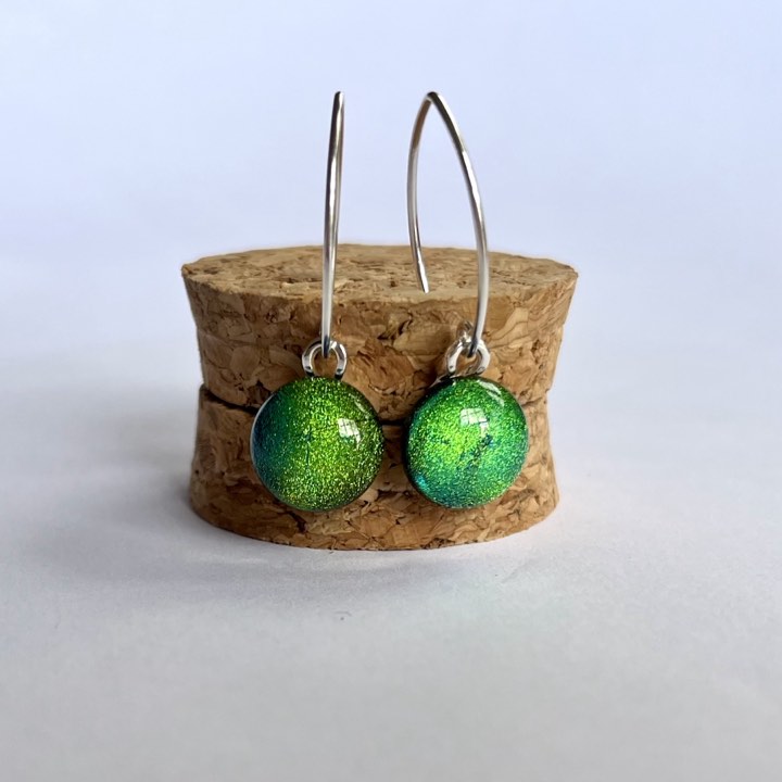 Fused Glass sterling silver Contemporary Dichroic Drops