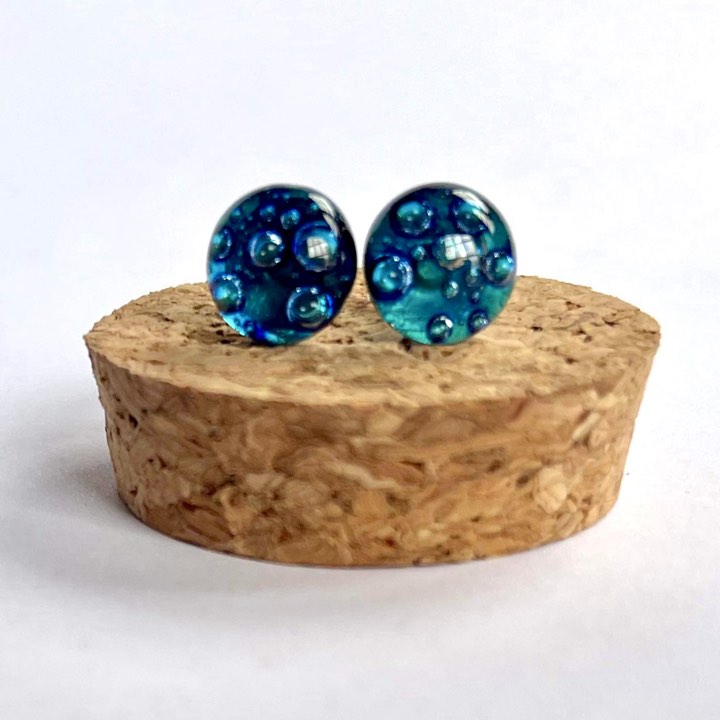 Fused Glass Bubble Studs