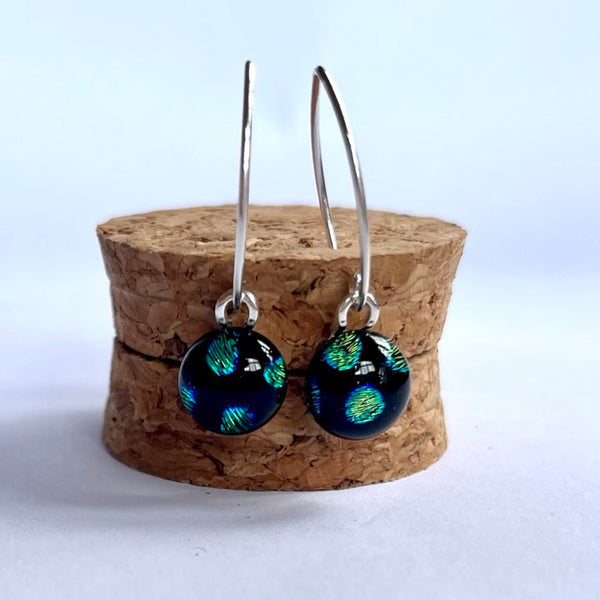Fused Glass sterling silver Contemporary Dichroic Drops