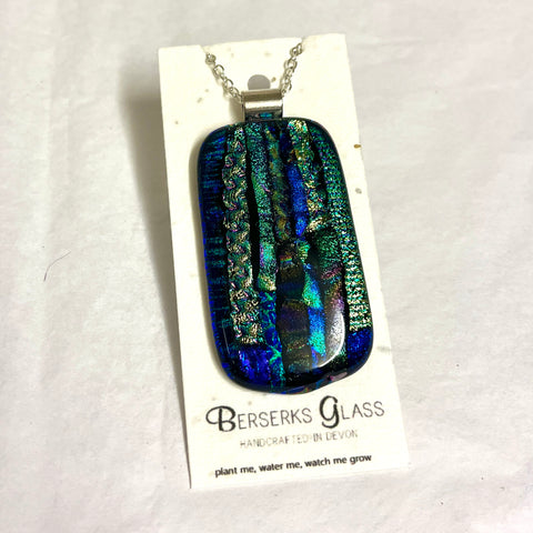 Dichroic statement necklace on 16” chain