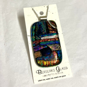 Statement piece Dichroic necklace on 16” chain