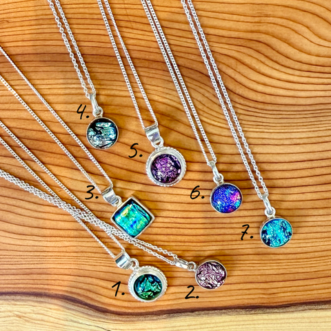 Sterling Silver & Dichroic necklaces