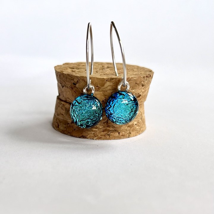 Fused Glass sterling silver Contemporary Dichroic Drops
