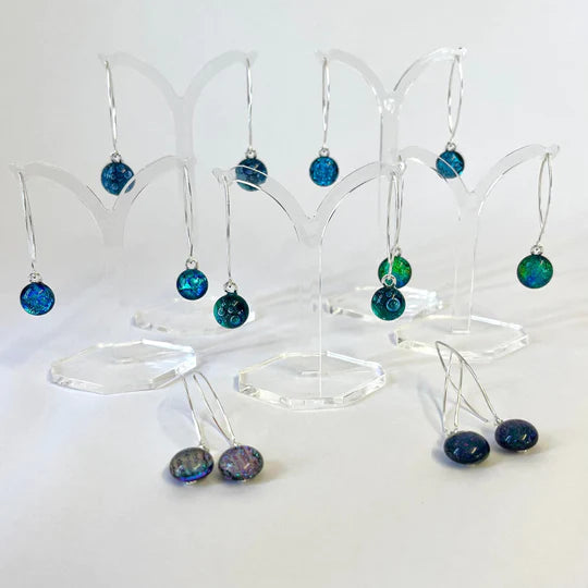 Fused Glass sterling silver Contemporary Bubble Drops