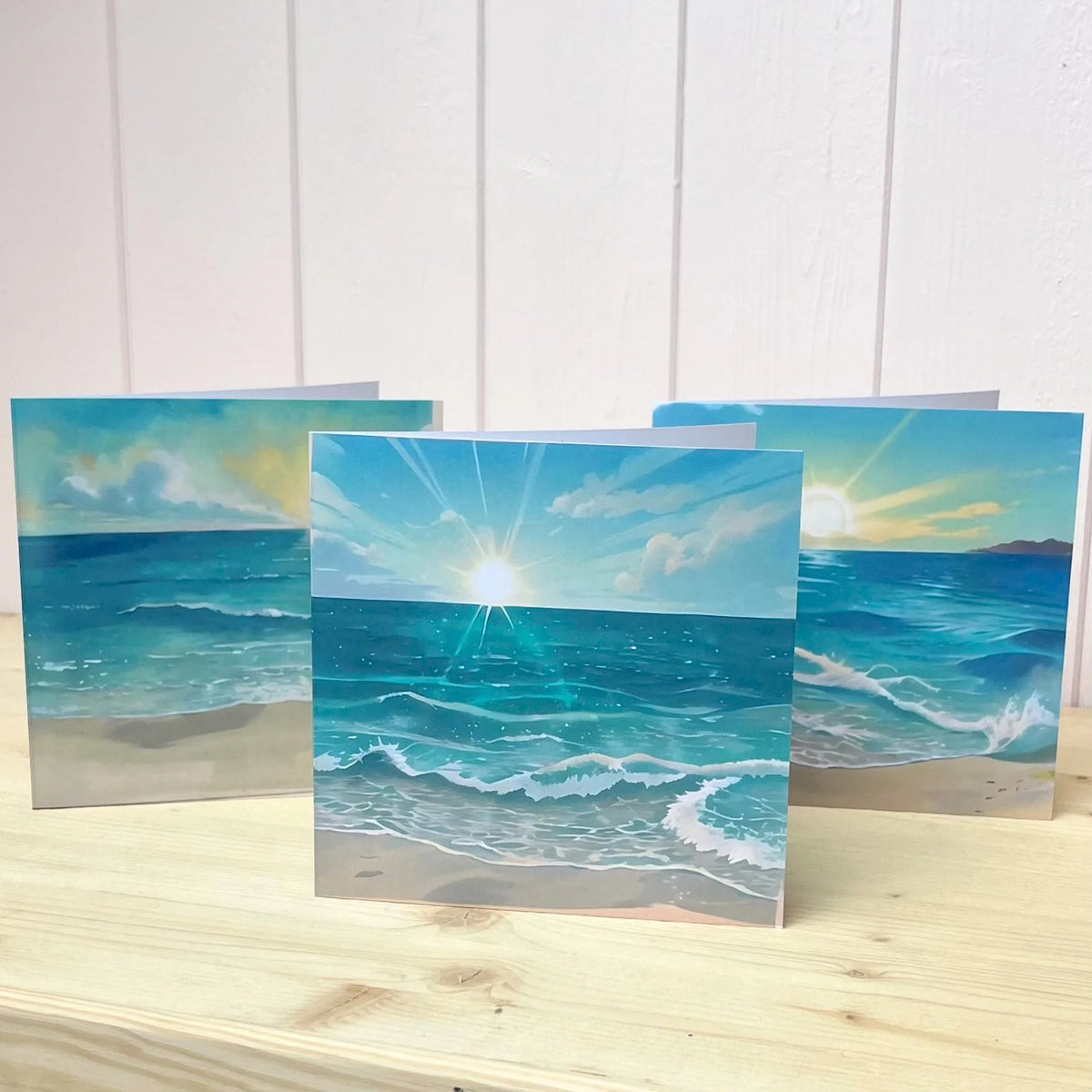 On The Beach Greetings Cards Berserks Glass