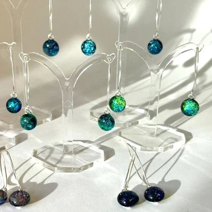 Fused Glass sterling silver Contemporary Dichroic Drops