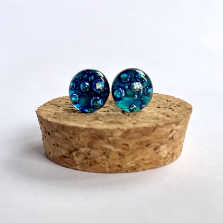 Fused Glass Bubble Studs