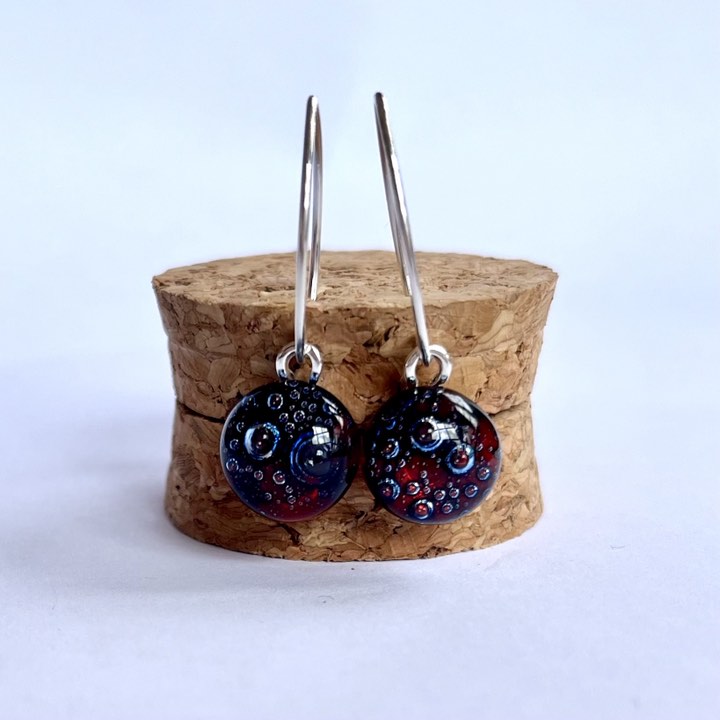 Fused Glass sterling silver Contemporary Bubble Drops