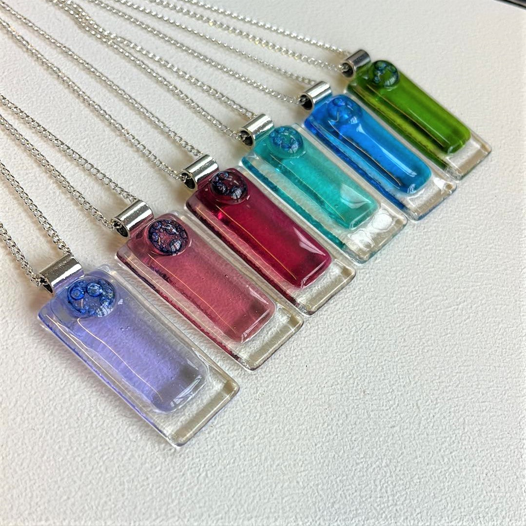 Vibrant coloured long Deco Pendants