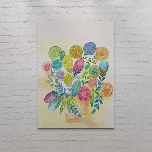 A vibrant Fine Art Giclee signed print Groovy Blooms