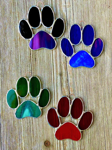 Stained Glass Puppy Paws - Purple