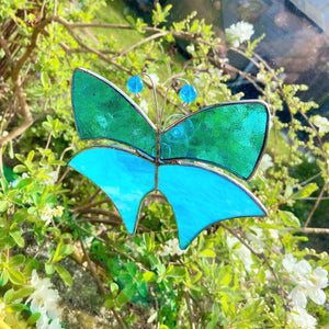 Stunning Blue iridised stained glass Butterfly