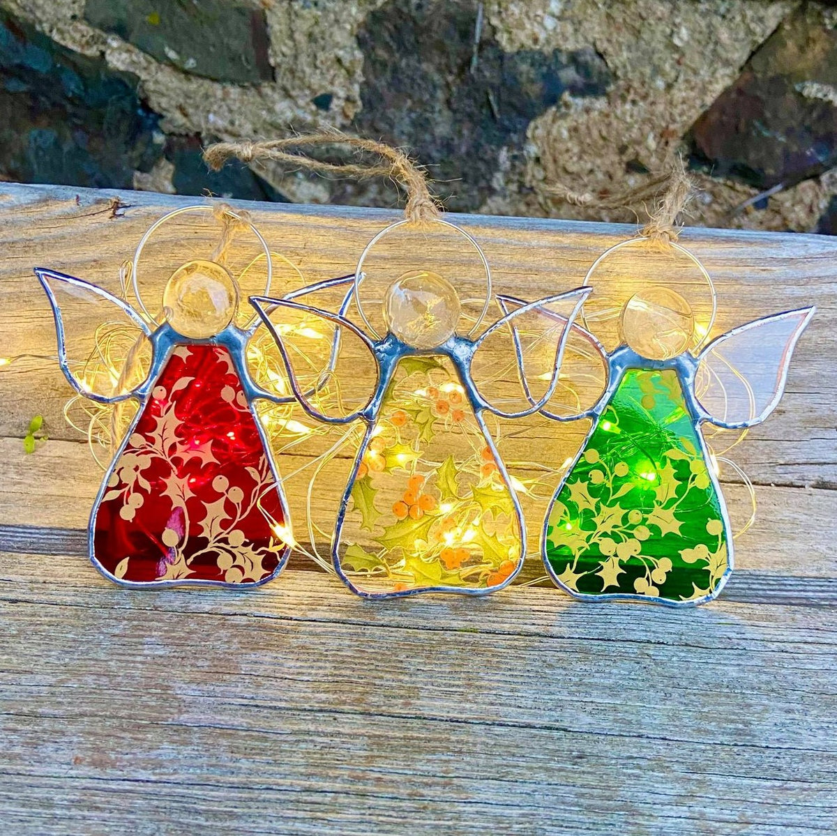 Festive Gold Holly Angels - 3 Festive Colour Choices
