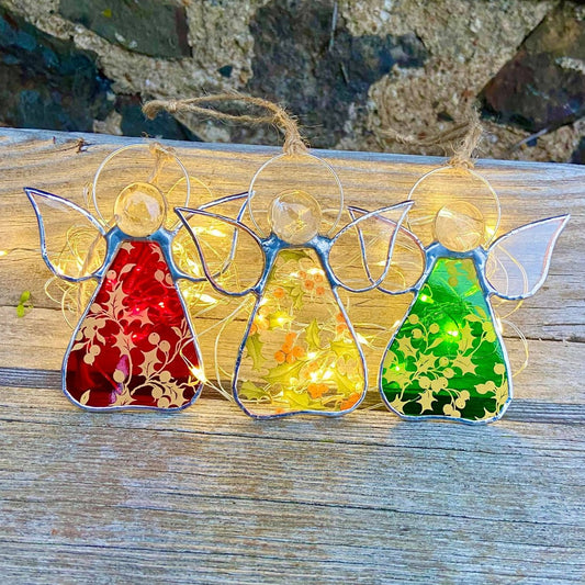 Festive Gold Holly Angels - 3 Festive Colour Choices