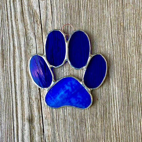 Stained Glass Puppy Paws - Blue