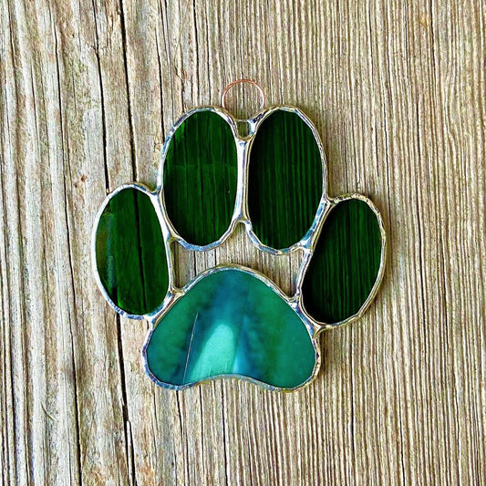 Stained Glass Puppy Paws - Green