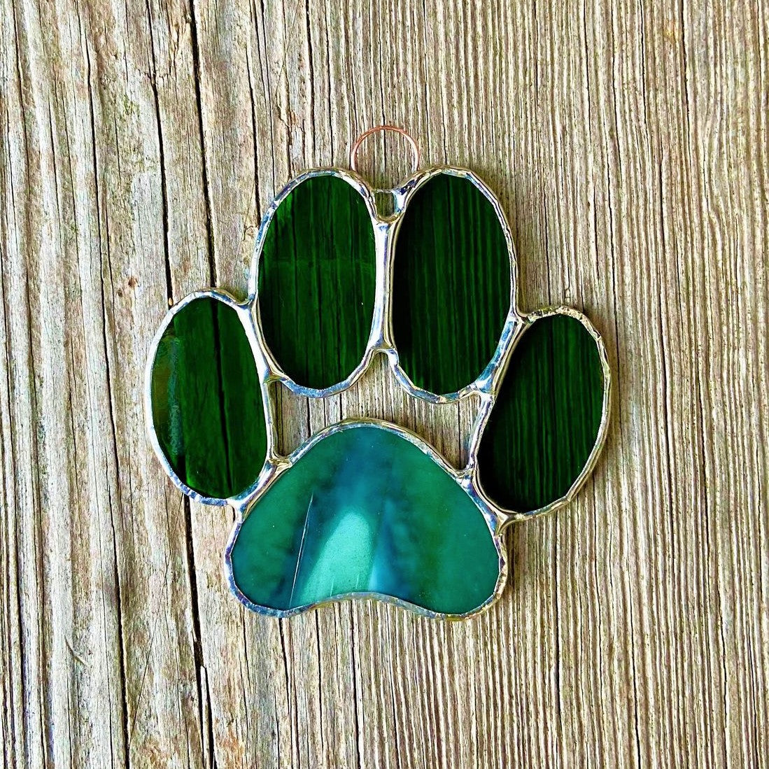 Stained Glass Puppy Paws - Green