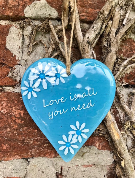 Inspired Sayings Hanging Daisy Heart - Blue