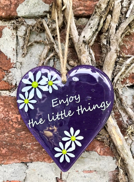 Inspired Sayings Hanging Daisy Heart - Purple