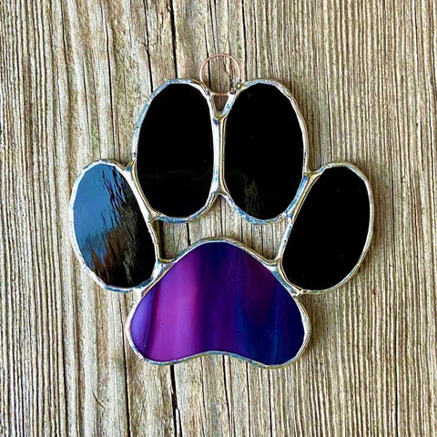 Stained Glass Puppy Paws - Purple