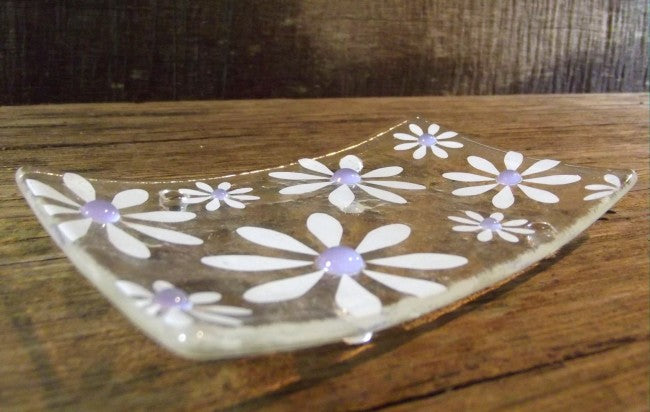 Daisy Soap Dish with Devon Handmade Soap - Lavender