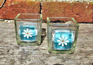Pair of Little Daisy T-Lights - Turquoise