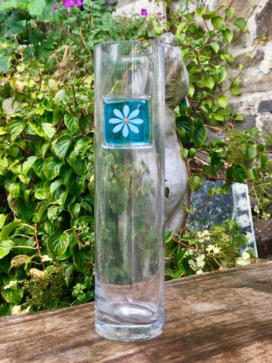 Daisy Tall Vase - Turquoise