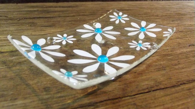 Daisy Soap Dish with Devon Handmade Soap - Turquoise